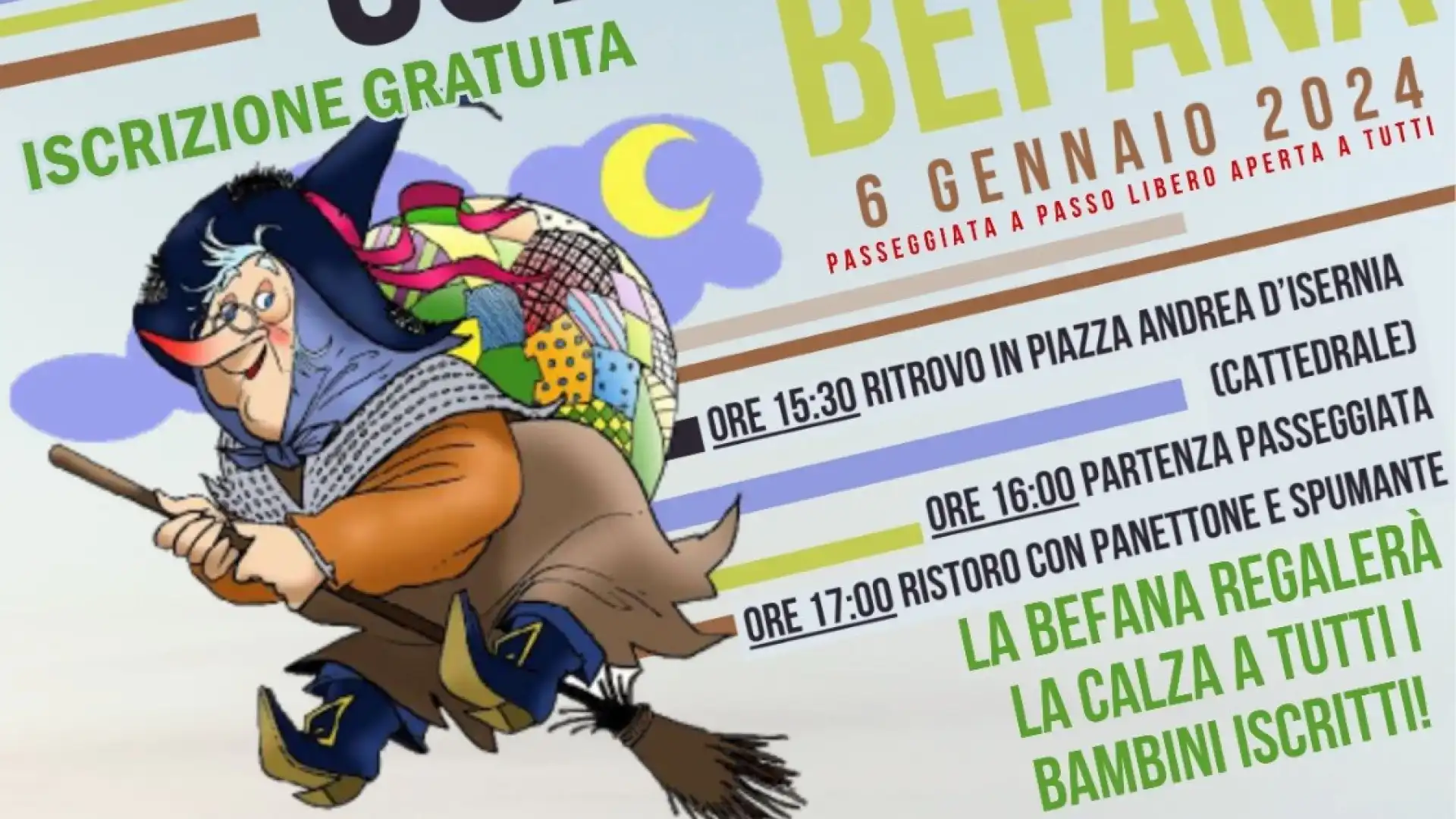 Isernia: il 6 gennaio torna l’appuntamento nel centro storico con “Correndo con la Befana”. Evento organizzato dalla Nai.